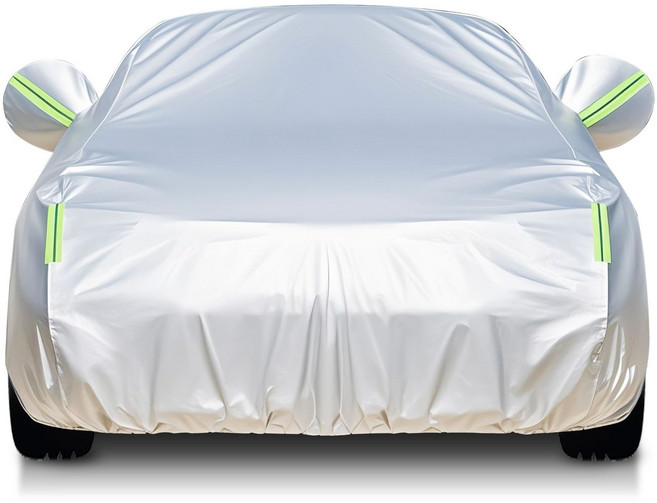 AOMIKS 자동차 커버 전천후 방수/방풍/자외선 차단 및 스크래치 방지 반사 스트립 포함 SUV용 범용 회색 옥스퍼드 커버 (최대 200인치), 1개