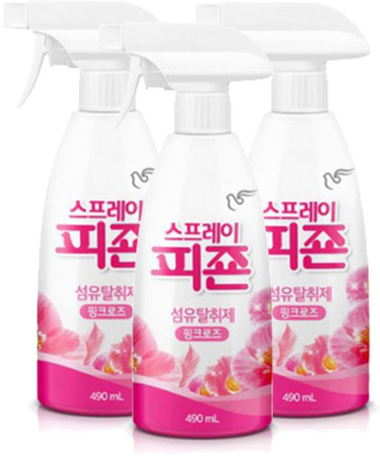 피죤 스프레이형 섬유탈취제 490ml 땀냄새 옷 정전기방지, 스프레이피죤_핑크_490mlx3, 3개