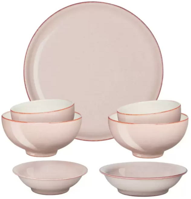 덴비 헤리티지 2인 한식기 세트7P 고급식기 신혼 이사 선물 밥공기 국그릇 찬기 접시, 7P, 핑크