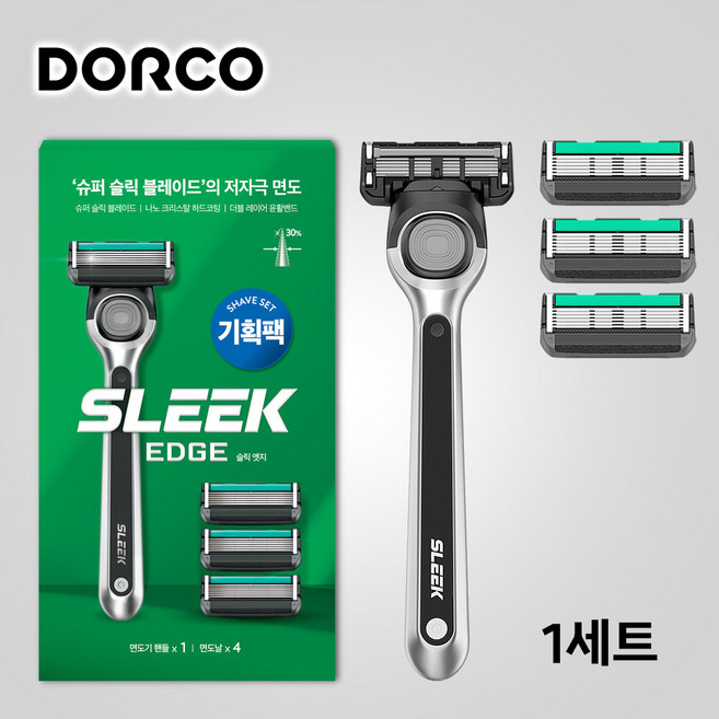 도루코 슬릭 엣지 기획팩, 1세트, 면도대1개+날4개