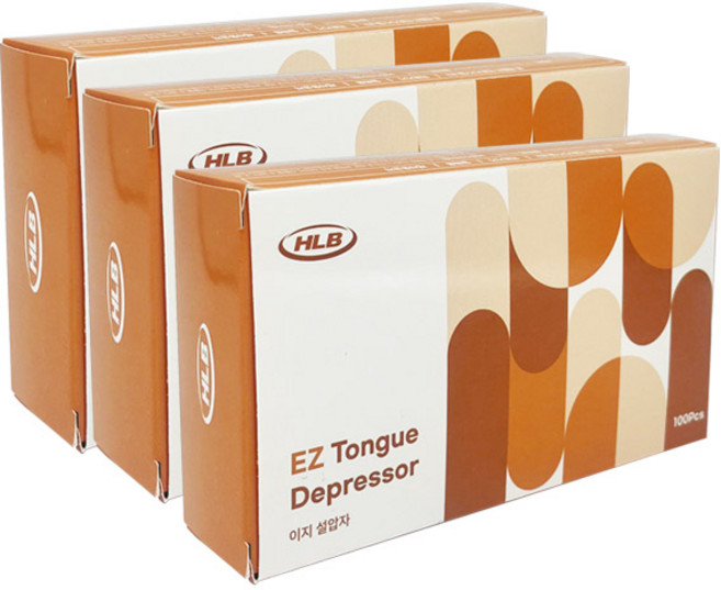 (주)세븐메디컬 HLB 이지 설압자 나무 설압자 혀누르개 100개입, 3개