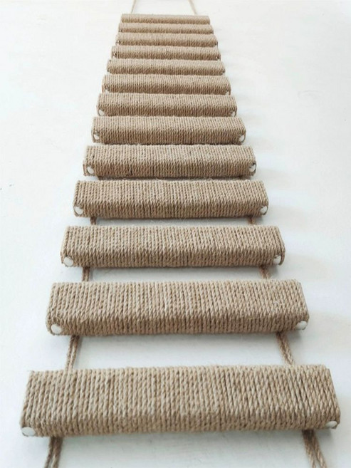 벽걸이 고양이 사다리 캣타워 등반 밧줄 다리 35cm-원목, 1개