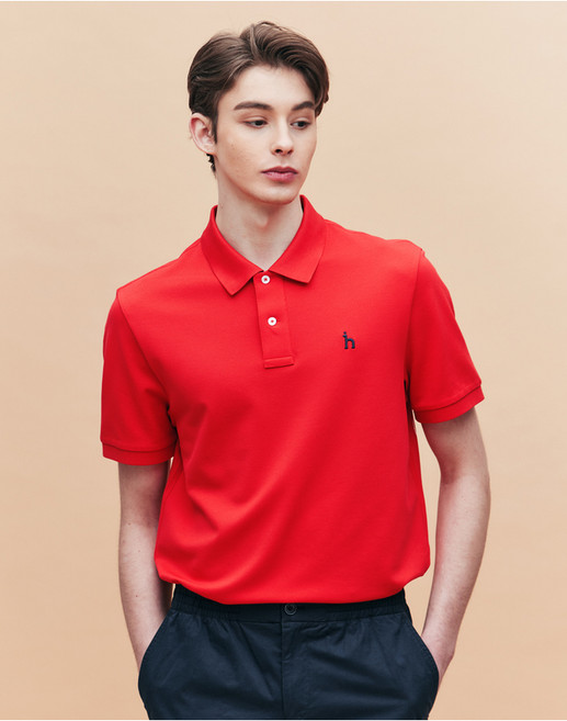 25SS [링클프리] 레드 반팔 피케 티셔츠 HZTS5B403R2