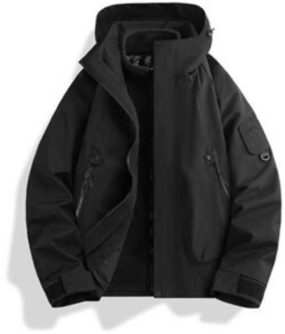 防風防潑水加絨加厚石墨烯發熱保暖三合一衝鋒外套 戶外登山滑雪連帽外套 透氣