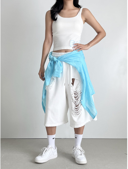 유니크빅사이즈빈티지구제 트임찢트레이닝버뮤다와이드반바지 남녀공용 단체복 무대복 공연의상 스트릿힙합 케이팝커버댄스줌바댄스복줌바웨어줌바닷컴 방송댄스복에어로빅복여름신상추천