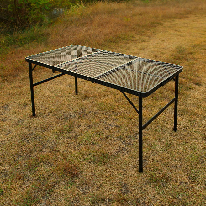 칼루스 접이식 3단 아이언 메쉬 테이블 폴딩 높이조절 휴대용 야외 감성 캠핑 키친, 블랙