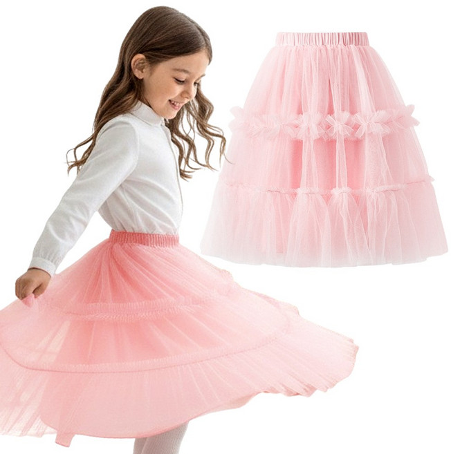 캐보트 롱 튜튜스커트 여아 캉캉 긴치마 귀여운 프릴 샤 간절기 코디 데일리 아동 스커트