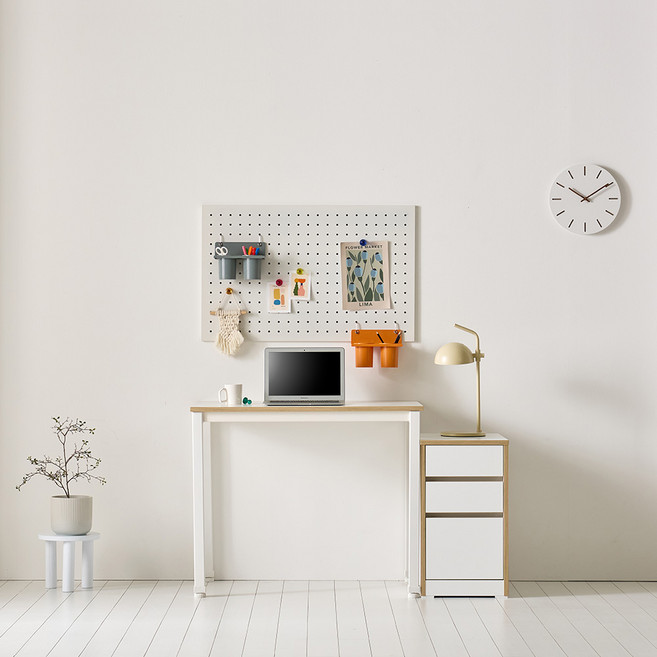 데스크 사무용 철제 일자 책상 900, 화이트/화이트