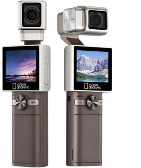 내셔널 지오그래픽 핸드헬드 3축 영상 짐벌 안정기 4K 카메라 블로거 인플루언서 60FPS 133.9° 와이드 앵글 2인치 LCD 터치 스크린 라이브 스트림 교체 가능 배터리