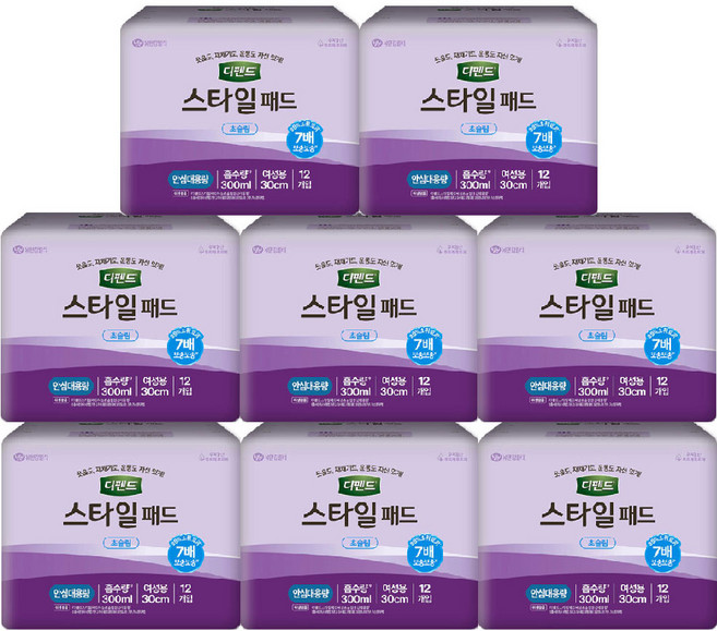 디펜드 성인용 기저귀 스타일 초슬림 패드 안심대용량 12매x8팩 요실금 전용, 12매입, 8개