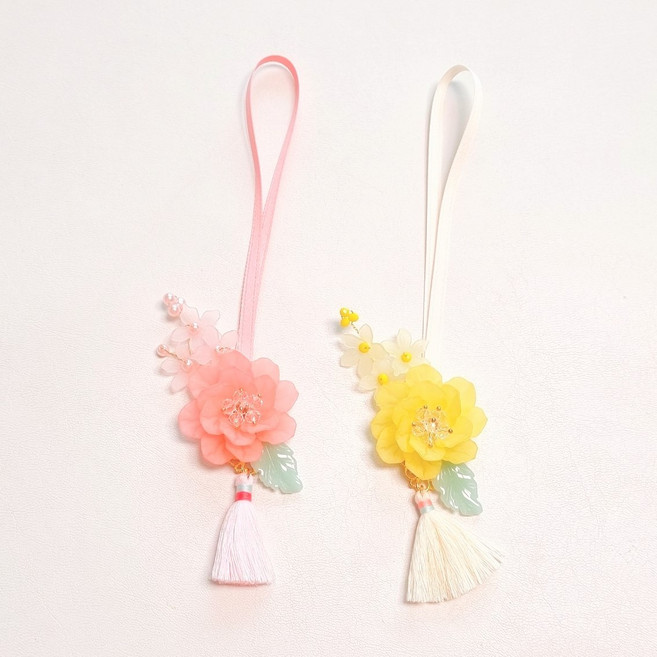 BEEU 비유 고운 매화꽃 한복 노리개 2EA 세트 한복 노리개 예단 예물 혼수 보자기 선물 포장용 노리개