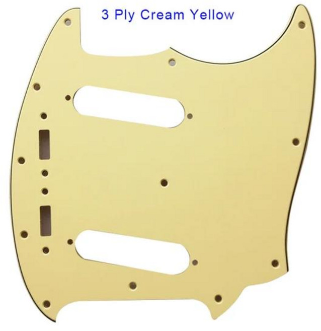 Fei Man - Pickguard 기타 부품 12 나사 펜더 아메리칸 머스탱스크래치 플레이트, [02] 3 ply cream yellow, 1개