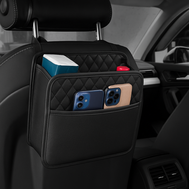 루움 넉넉수납 간편설치 헤드레스트 수납함, 블랙, 2개