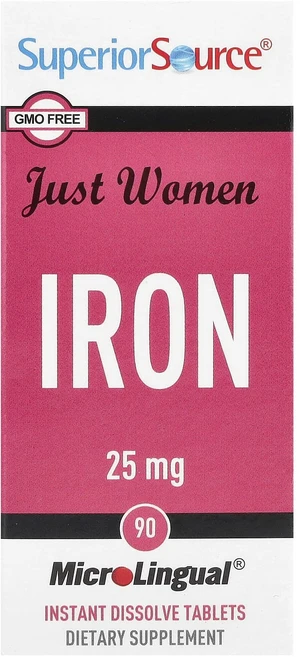 슈페리어쏘스 저스트 우먼 철분 25mg 마이크로링구얼 빠른 용해 정제 90정, 4개 - 쿠팡