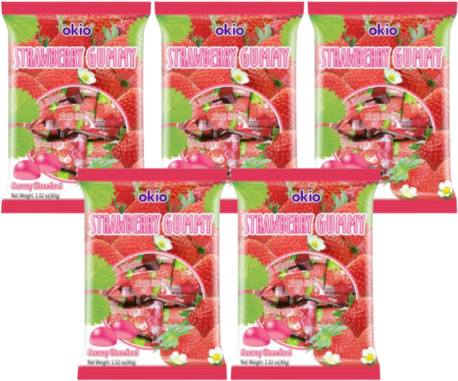 오키오 스트로베리 구미 젤리 츄잉캔디, 80g, 5개