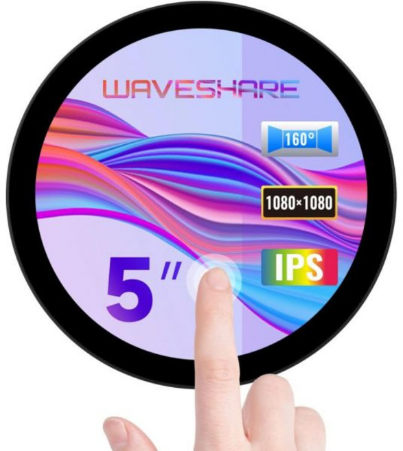 웨이브셰어 5인치 HDMI 라운드 터치 디스플레이 1080 x 해상도 IPS 10포인트 라즈베리 파이 54B3B제로제로 W제로 2W피코피코 W피코 WH와 호환 가능