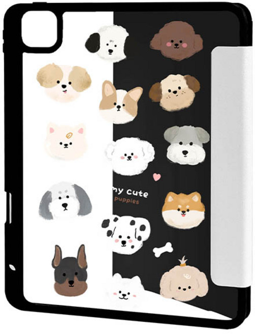 슈퍼리더 아이패드 케이스 애플펜슬 수납 스마트커버, 귀여운 강아지들, 1개