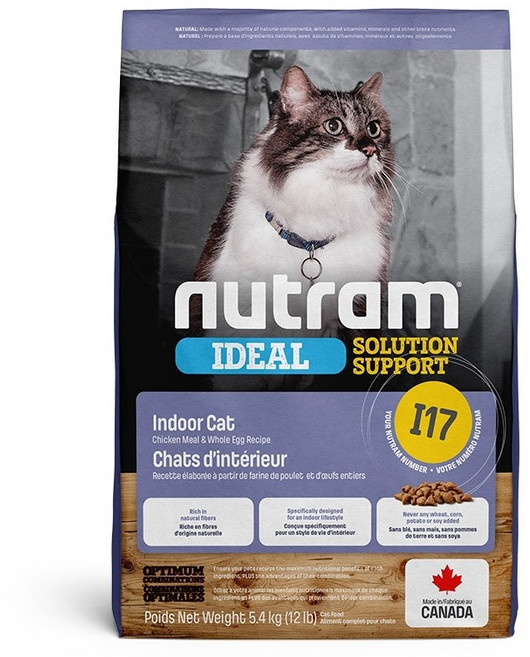 Nutram 紐頓 I17 理想室內貓專用配方 雞肉全蛋配方貓飼料 5.4kg, 1個, 紐頓 I17室內化毛雞+燕麥1.13kg