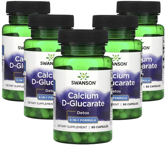 스완슨 칼슘 d-글루카레이트 디톡스 2-In-1 포뮬라 캡슐 60정, 5개 - 쿠팡