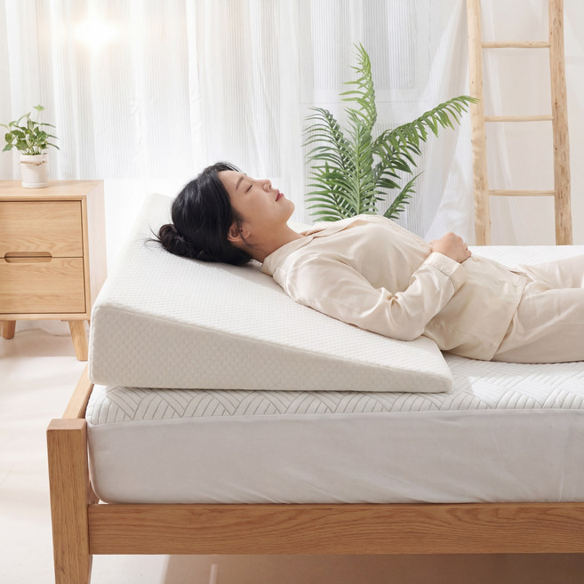 텍스스테드 역류방지 오가닉 경사베개 속편한 배개 상체 다기능 삼각쿠션, 화이트