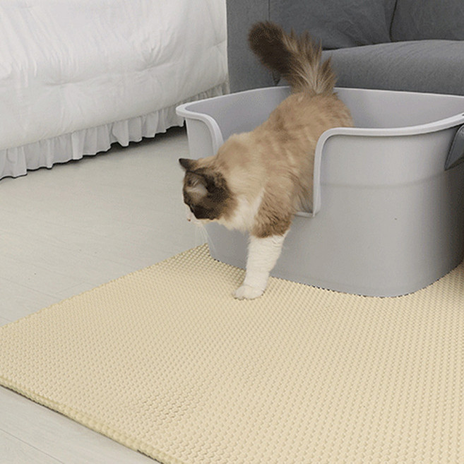 펫토리아 빅사이즈 고양이 사막화방지 벌집모양 이중 모래매트, 1개, 크림