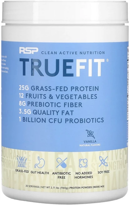 RSP Nutrition Truefit 목초사육 유청 단백질 셰이크 초콜릿 940g(2lbs), 940g, 1개 - 쿠팡