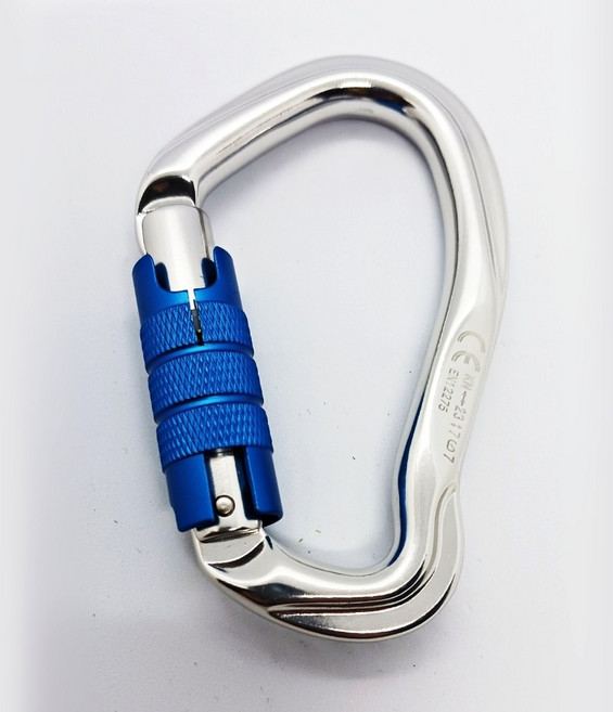 UIAA 국제산악협회인증 23kN 고강도 암벽등반 클라이밍카라비너 듀랄루민 hms카라비너 자동안전잠금, 실버, 1개