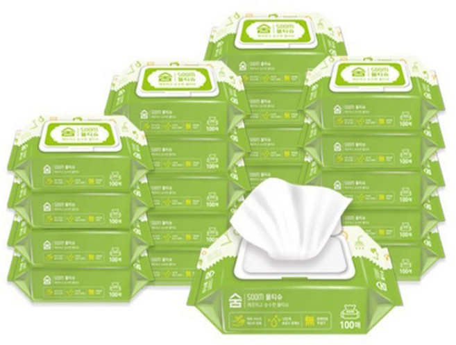 숨 물티슈 100매 캡형, 20개