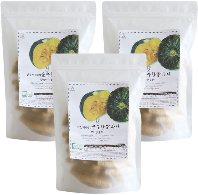 질마재농장 백미단호박스틱 3팩 세트, 60g, 3개, 유기농쌀과자 백미단호박스틱