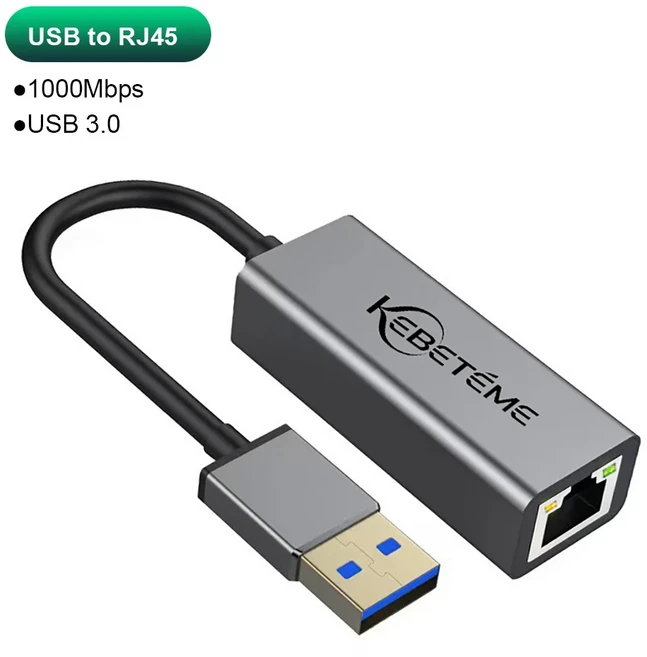 케비두메이 1000Mbps USB 이더넷 어댑터 3.0 네트워크 카드 - RJ45 랜 (PC 맥북 윈도우 10/11 샤오미용) 케이블, USB 1000Mbps, 1, USB 1000Mbps