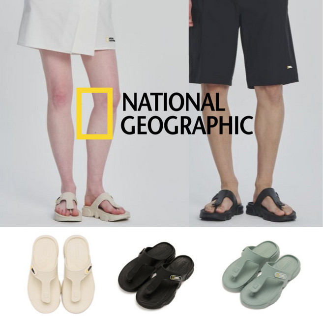 국내매장판 내셔널지오그래픽 퐁듀 쪼리 남여공용 커플 슬리퍼 여름 바캉스 물놀이 신발