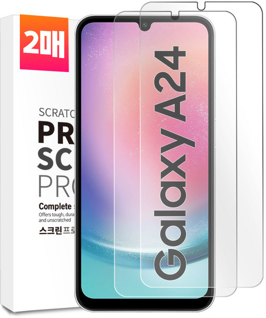 벌크온 1+1 갤럭시 A24 플랫 핏 PET 평면 액정 보호 필름, 2개
