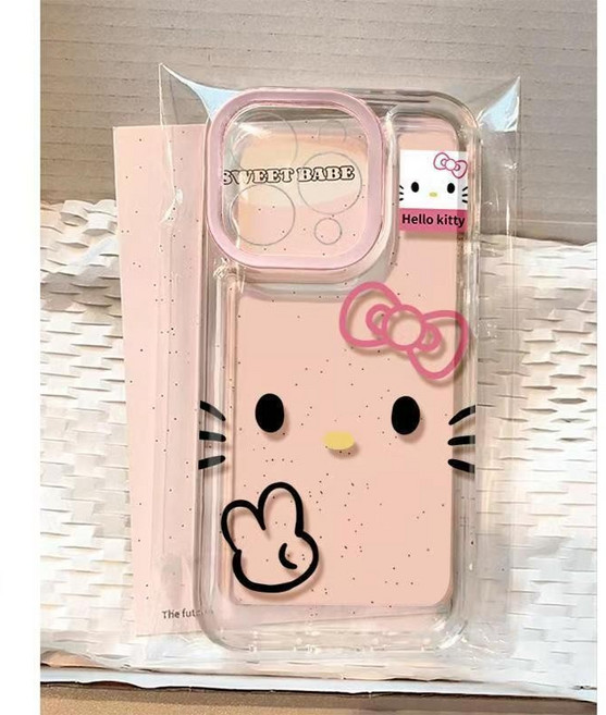 比耶Hello Kitty iPhone 15 Pro Max/15 Plus/14/13/12 透明防摔手機殼