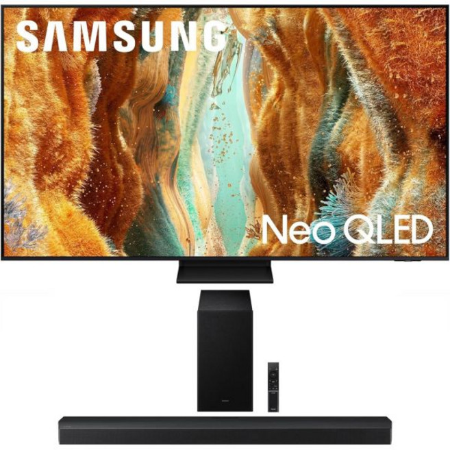 삼성 QN85QN70FAFXZA 85인치 네오 QLED 4K 스마트 TV와 HWQ990F Q 시리즈 사운드바 11.1.4 채널 서브우퍼 후면 스피커 2025, 85, HW-B750F