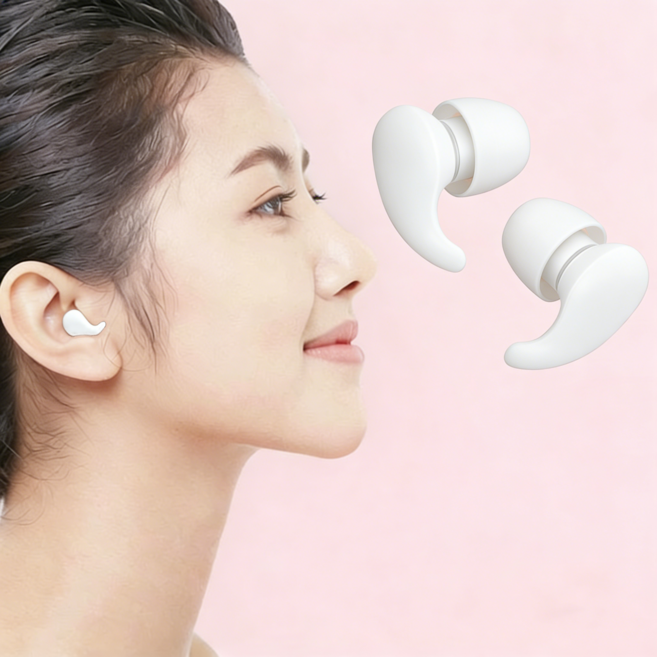 防噪音耳塞 睡眠靜音矽膠耳塞, 1個, 白色, 2個裝