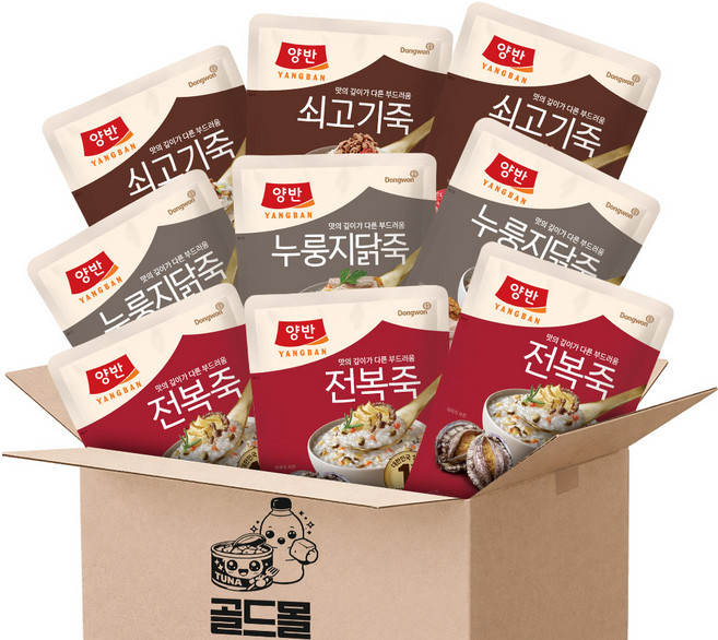 동원 양반 파우치죽 쇠고기죽3+누룽지닭죽3+전복죽3, 9개, 420g