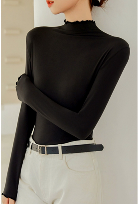 구름 QD070 기초 여성 긴팔 폴라 티셔츠