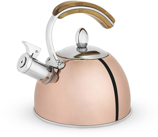 Pinky Up Presley Tea Kettle Stovetop Stainless St Pinky Up 프레슬리 차 주전자 쿡탑 스테인레스 스틸 주전자 휘파람 차 액세서리, Rose Gold