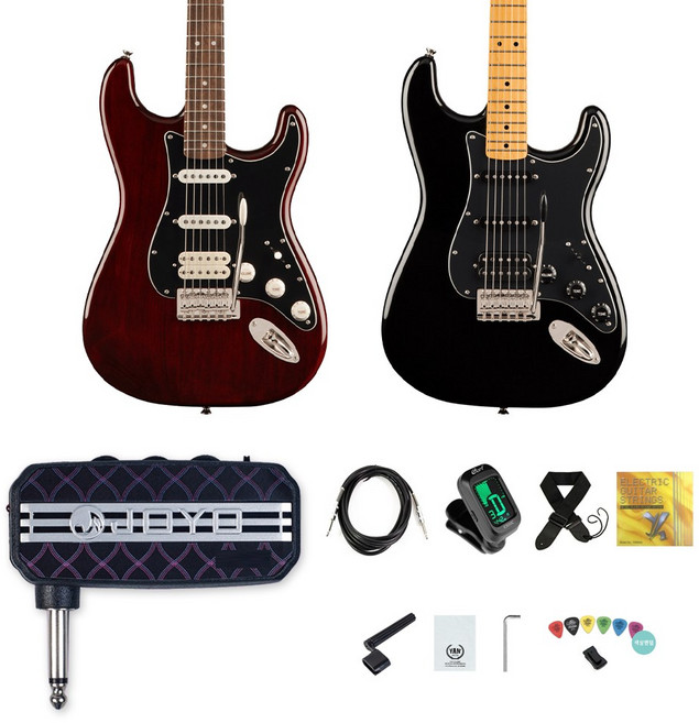 스콰이어 클래식바이브 70s HSS 스트라토캐스터 일렉기타 헤드폰앰프, BLACK(블랙), 1개