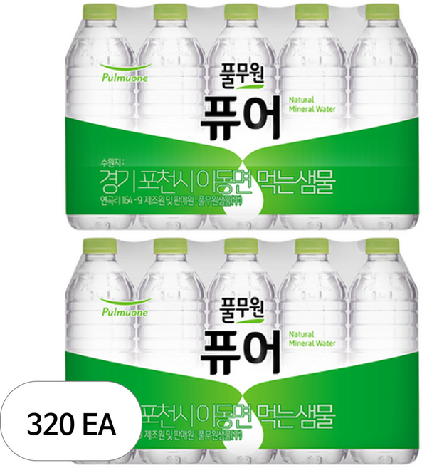풀무원 퓨어 무라벨 생수, 500ml, 320개