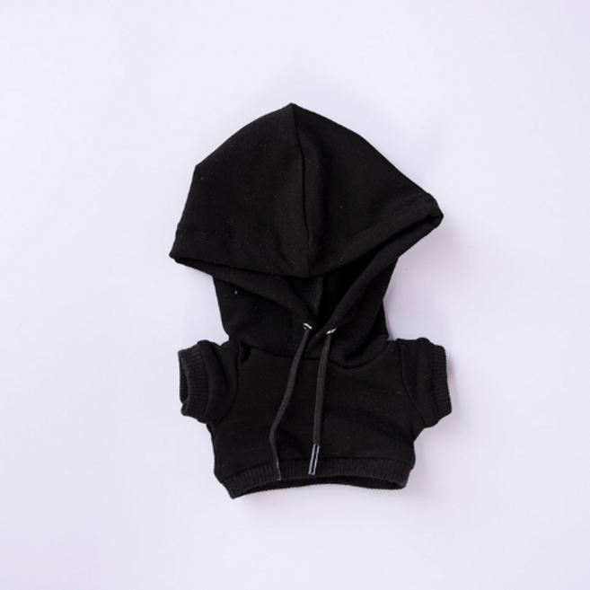 티니숲속 10cm 15cm 20cm 인형옷 코튼 후드티 무속성 솜인형, 블랙, 1개