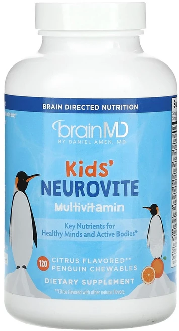BrainMD 어린이용 Neurovite 종합비타민 감귤류 플러그인 츄어블 120정 BrainMD (브레인MD), 1개 - 쿠팡