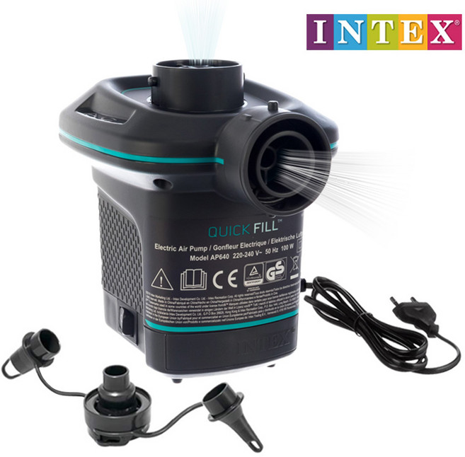 인텍스 66640 전기에어펌프 에어펌프 전동펌프 인텍스펌프 에어매트펌프 튜브펌프 매트펌프 자동펌프 공기주입기 공기펌프, 1개