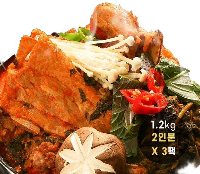 김가네 식탁 국내산 등뼈 감자탕 1.2kg x 3팩 + 겨자소스 증정, 1개