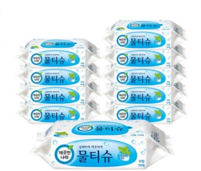 깨끗한나라 페퍼민트 물티슈, 70매, 24개
