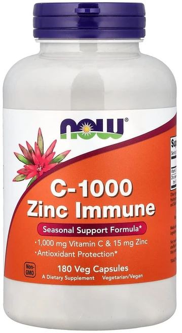 나우푸드 C-1000 아연 이뮨 베지 캡슐, 1개, 180정 - 쿠팡