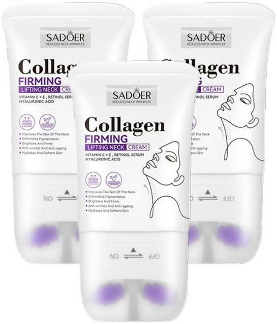 SADOER 膠原蛋白滾輪頸部霜 淡化頸紋 提拉緊緻 按摩, 3件, 110ml
