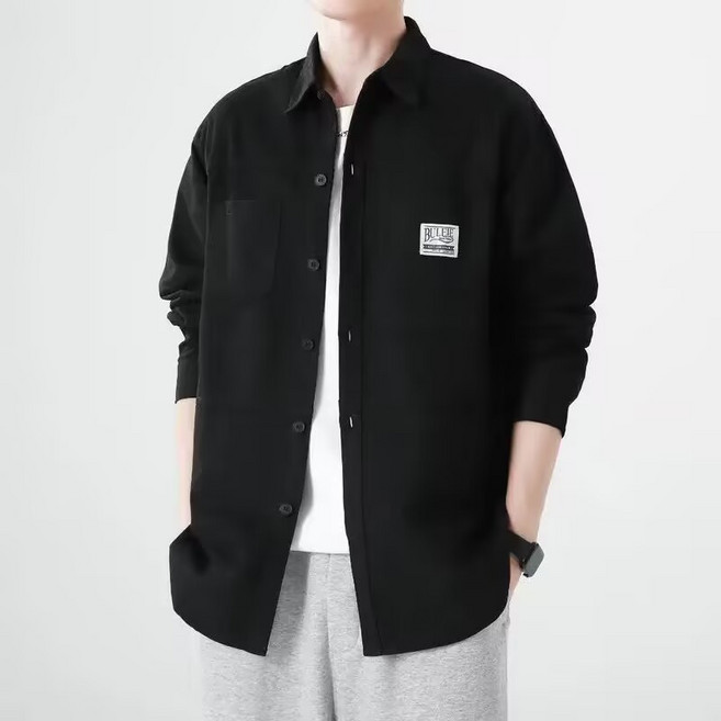 寬鬆工裝長袖襯衫 男款
