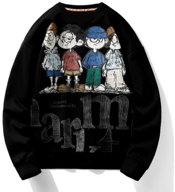 오스틱니 맨투맨 남성 트렌디 긴팔 티셔츠 오버핏 상의 남장 맨투맨