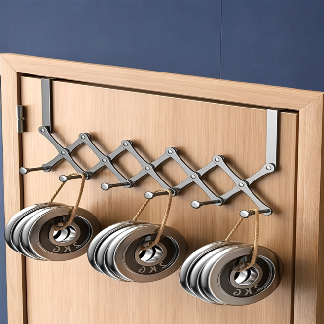 공간 절약형 무타공 접이식 금속 후크 문걸이, 1개, 그레이